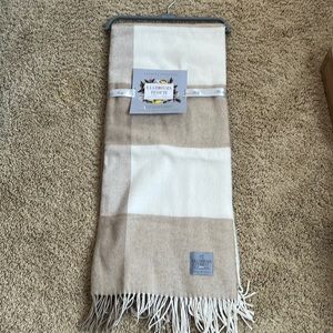 Throw Blanket cream tan White cotton Blend Made In Italy la limonaia tessuti